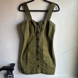 Banana Republic Olive Utility Mini Dress Button Front Y2K Earthy Minimalist Sz 6